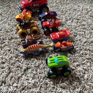 Lightning McQueen & Assorted Green Monster Truck Toy Set
